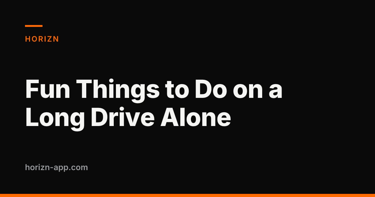 Fun Things to Do on a Long Drive Alone — Horizn